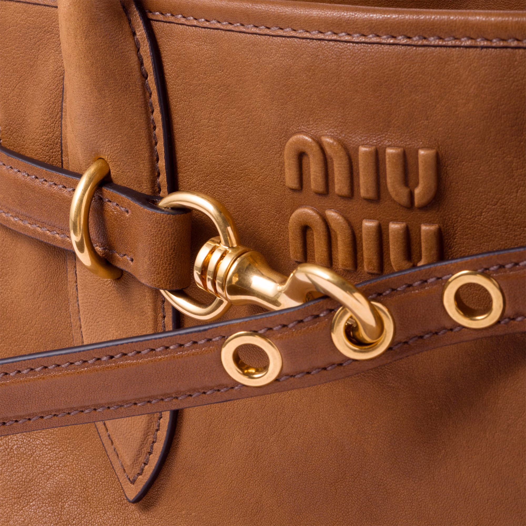 MiuMiu Aventure nappa leather bag-Oak