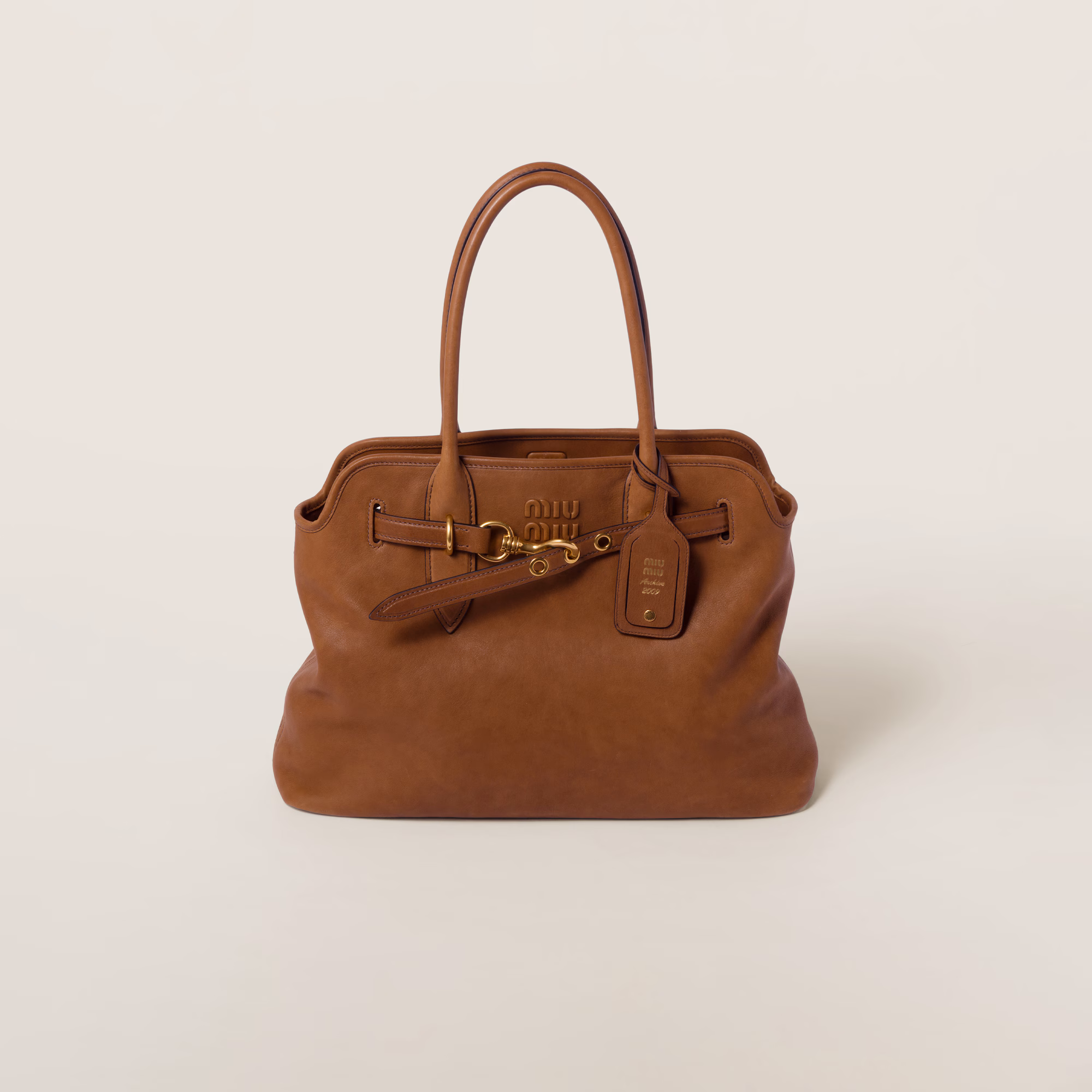 MiuMiu Aventure nappa leather bag-Oak