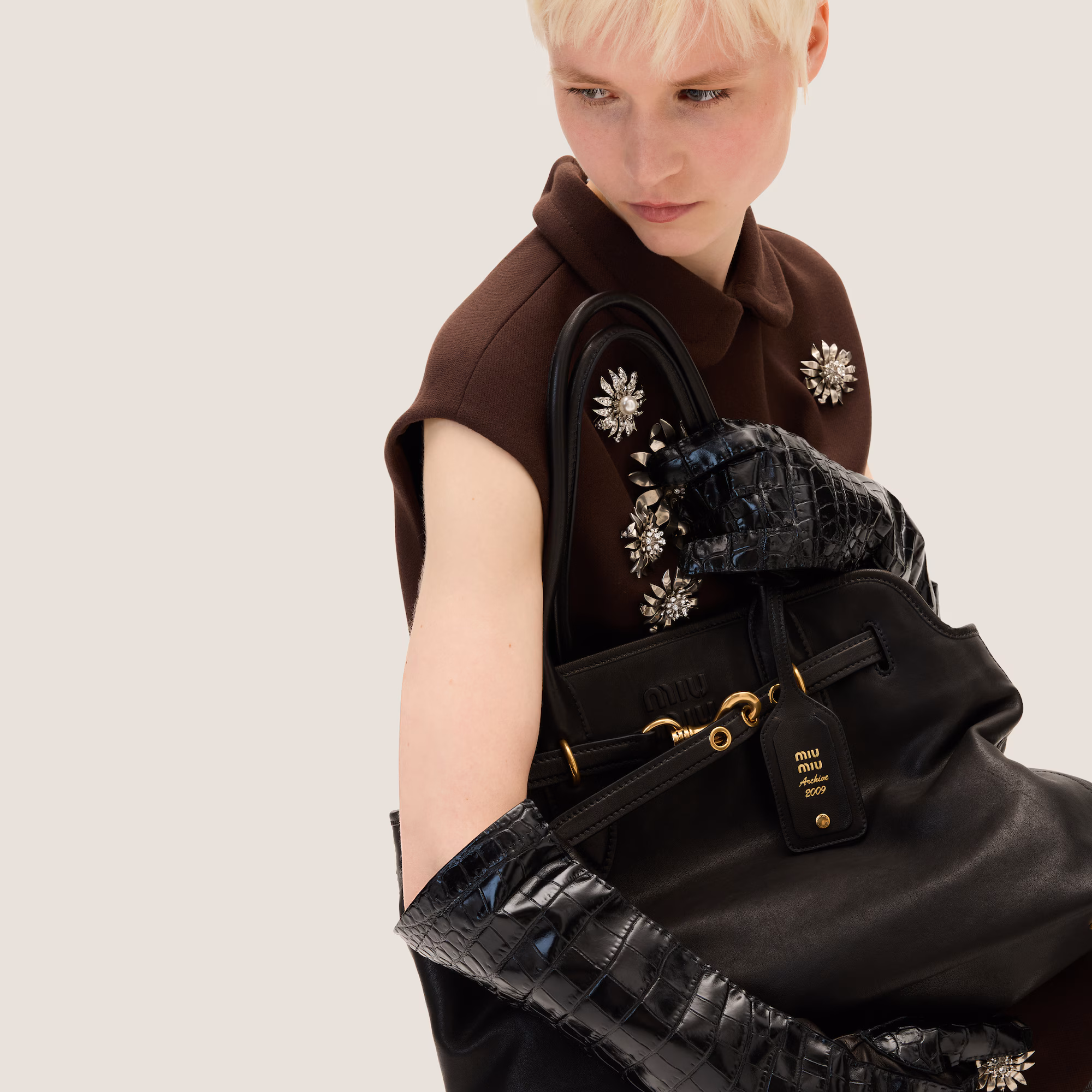 MiuMiu Aventure nappa leather bag-Black