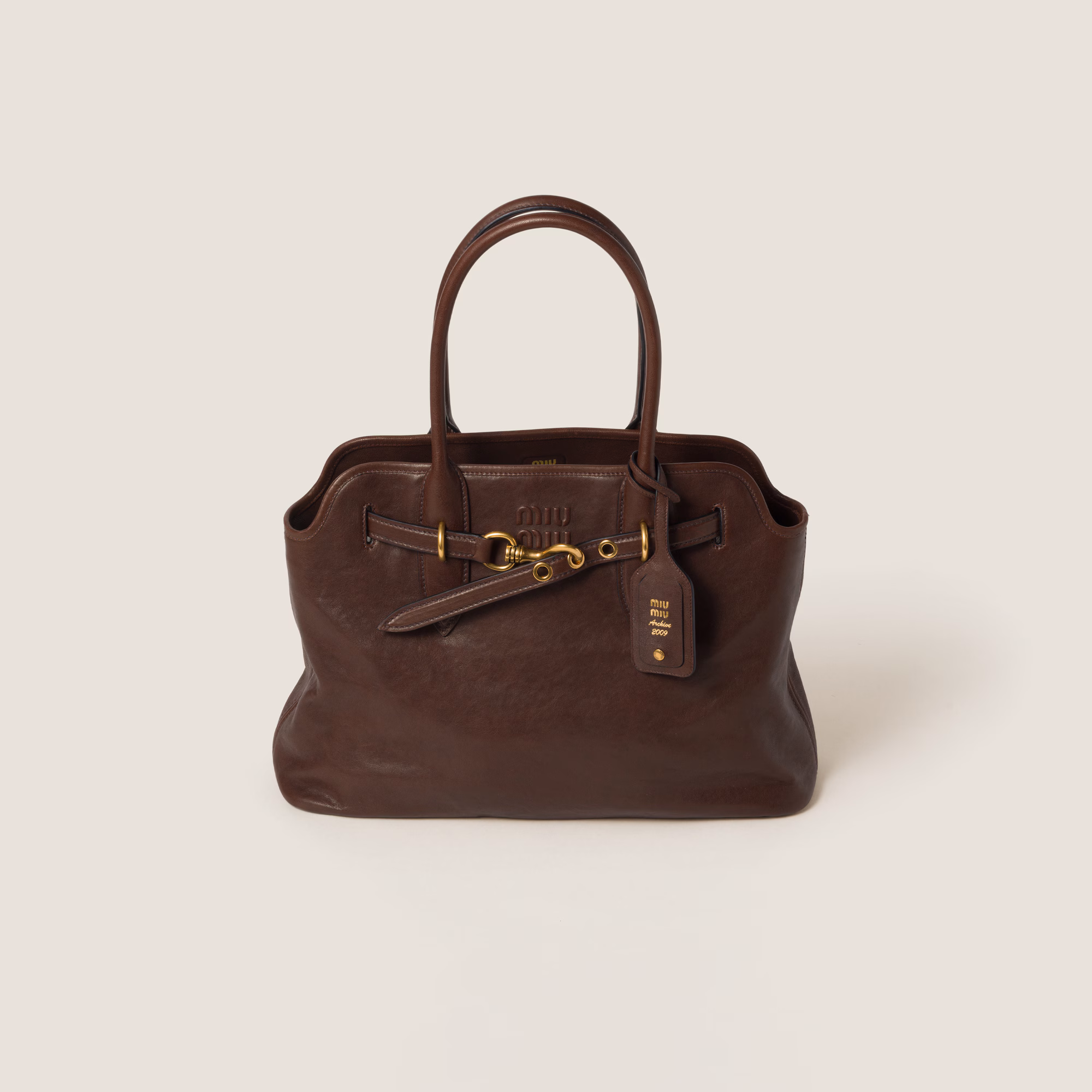 MiuMiu Aventure nappa leather bag-Briarwood