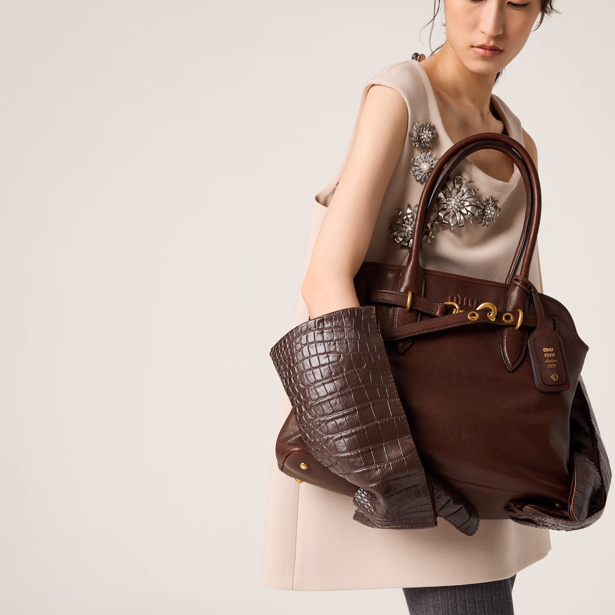 MiuMiu Aventure nappa leather bag-Briarwood