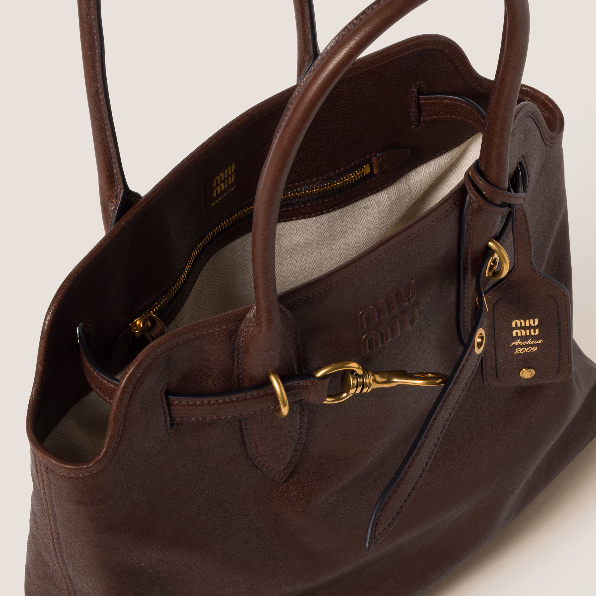 MiuMiu Aventure nappa leather bag-Briarwood