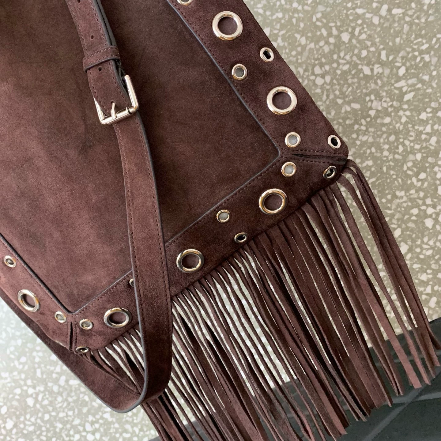 Valentino Garavani Nellcôte Suede Shoulder Bag With Fringes