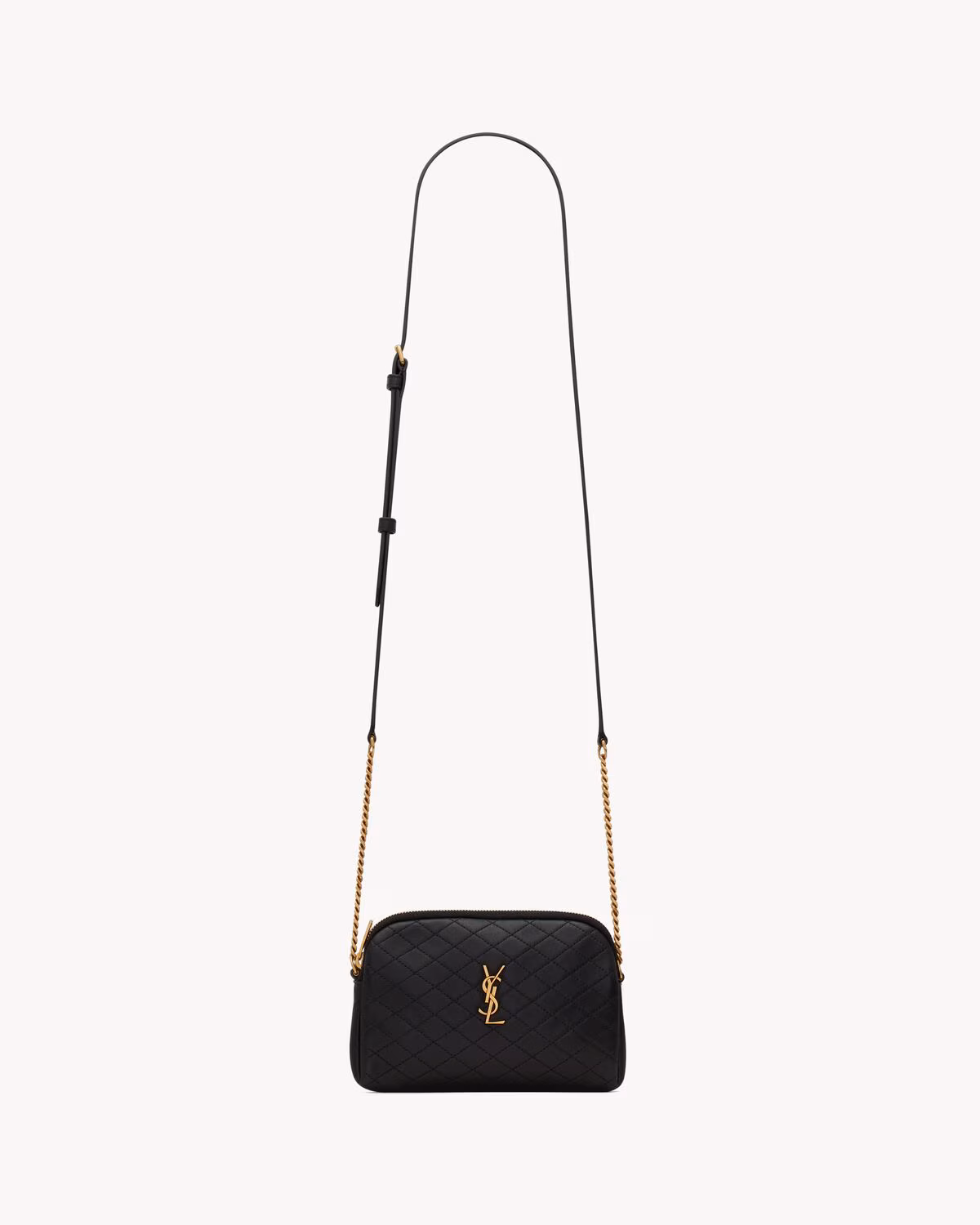 YSL GABY ZIPPERED POUCH IN LAMBSKIN-Black